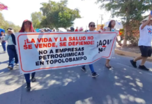 Protesters march in Los Mochis, Sinaloa, against GPO’s ammonia plant and the Mexinol project in Topolobampo