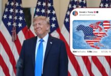 Donald Trump Posts Map Overlaying U.S. Flag Over Mexico, Canada, and the Caribbean